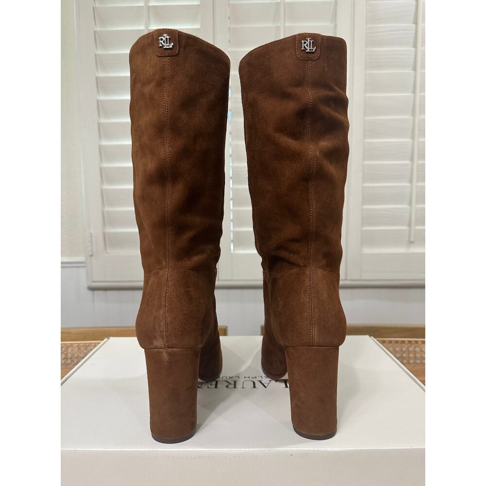 Lauren Ralph Lauren Women's Artizan Suede Tall Boots Tobacco Size 11 NIB Pull-On - Picture 11 of 16